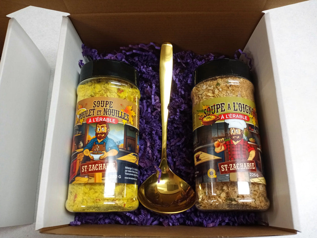 Coffret 2 soupes à l'érable avec louche dorée