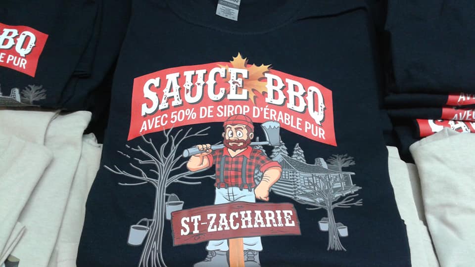 T-Shirt GRIS ou NOIR ou BEIGE  "Sauce BBQ St-Zacharie"