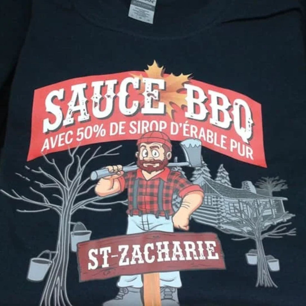 T-Shirt GRIS ou NOIR ou BEIGE  "Sauce BBQ St-Zacharie"