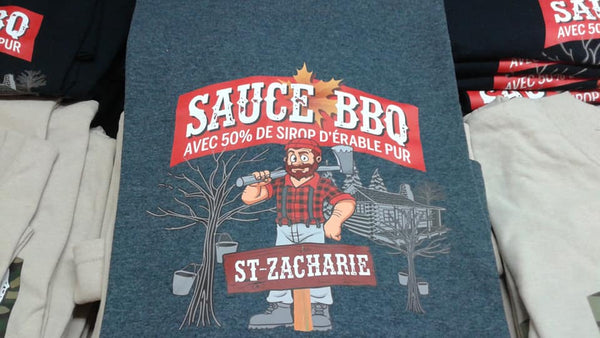 T-Shirt GRIS ou NOIR ou BEIGE  "Sauce BBQ St-Zacharie"