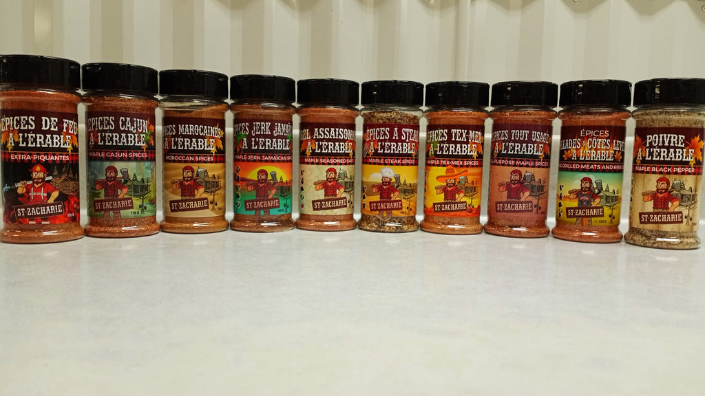 Épices Jerk Jamaïcain à l'érable, produits du terroir,  ferme JN Morin Les Sauces BBQ St-Zacharie