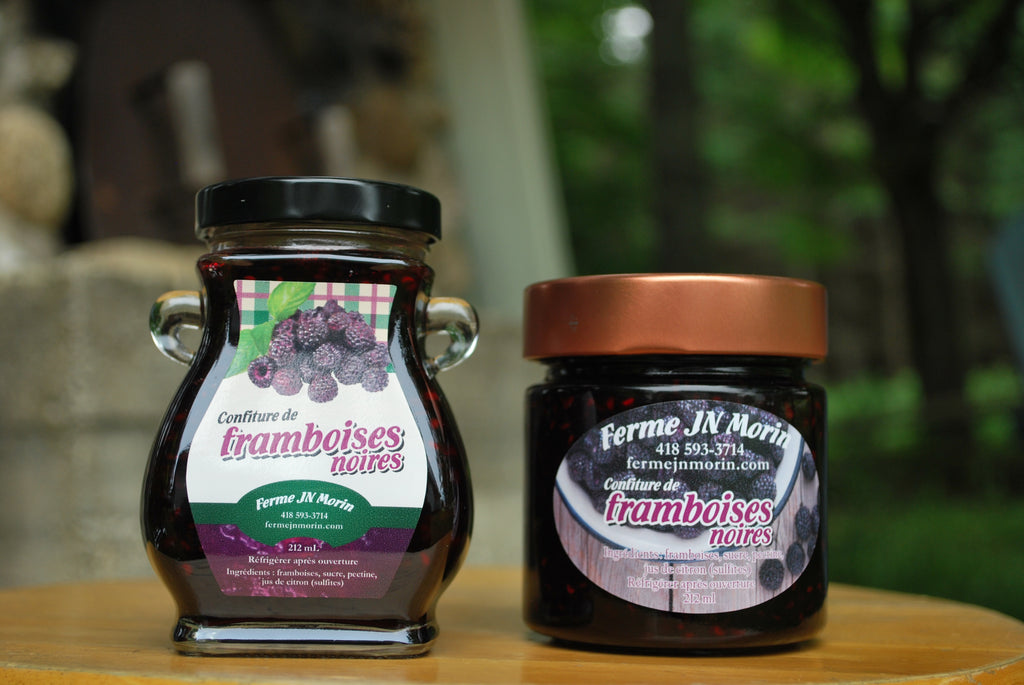 Confiture de framboises noires, produit du terroir, Ferme JN Morin