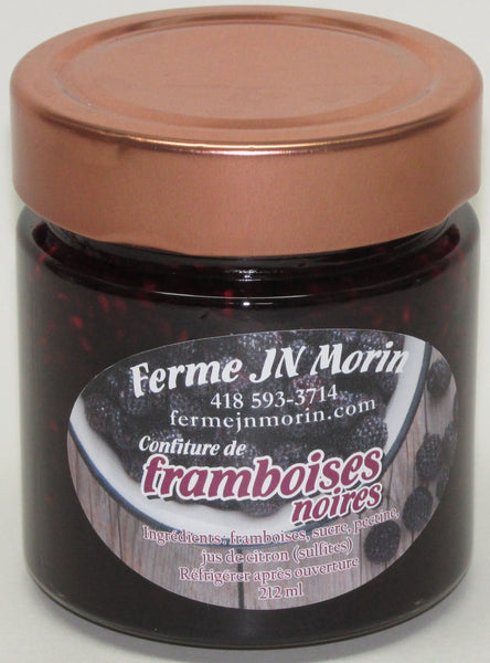Confiture de framboises noires, produit du terroir, Ferme JN Morin