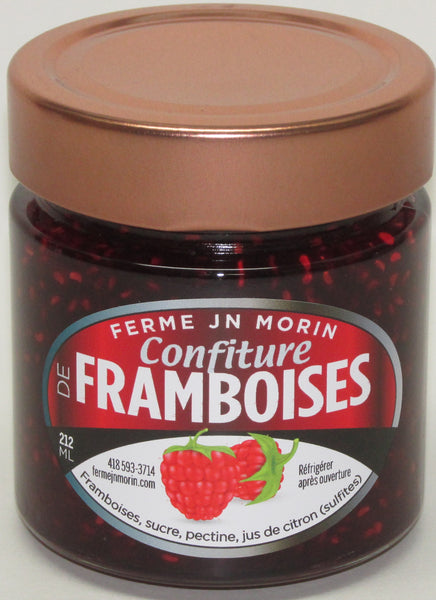 Confiture de framboises, produit du terroir, Ferme JN Morin